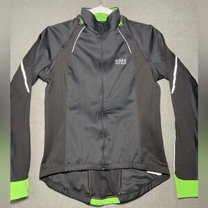 Gore Bike Wear Windstopper Cycling Jacket Black Green Full Zip Womens Large